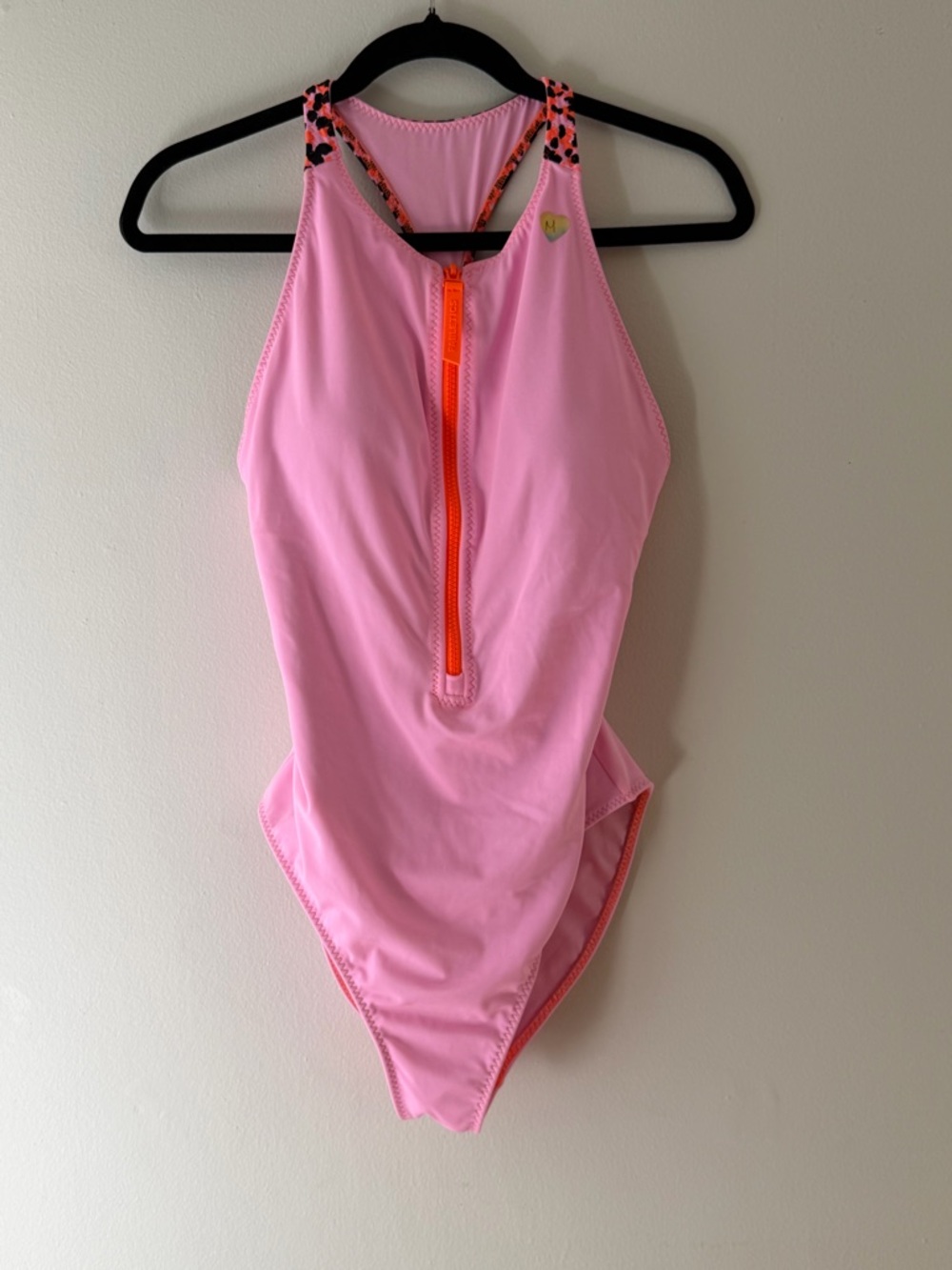 Fabletics Pink One-Piece Swimsuit with Orange Zip
